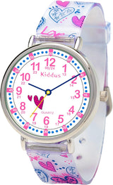 Kiddus Educational Watch for Girls. Children Watch to Learn Time. Analogue First Watch for Kids from 5 Years Old. Time Teacher Exercices Included.