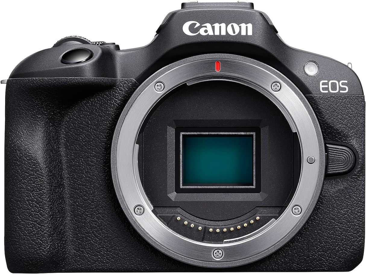 Canon EOS R100 Mirrorless Camera + RF-S 18-45mm F4.5-6.3 IS STM Lens - 24.1MP, 4K Video | Dual Pixel CMOS Auto Focus | Wi-Fi & Bluetooth | Easy-To-Use | Includes a Camera Bag + 64GB SD Card.