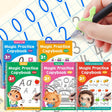 Large Magic Grooved Practice Copybook 5 Pack with Pens, Reusable Children's Magic Copybooks, Magical Handwriting Workbooks Number Letter Tracing for Kids Age 4 5 6 7 8 Kindergarten Preschool.