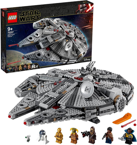 LEGO Star Wars Millennium Falcon Building Toy for 9 Plus Year Old Kids, Boys & Girls, Model Starship Set with 7 Characters Inc. Finn, Chewbacca, Lando Calrissian, C-3PO and R2-D2, Gift Idea 75257.