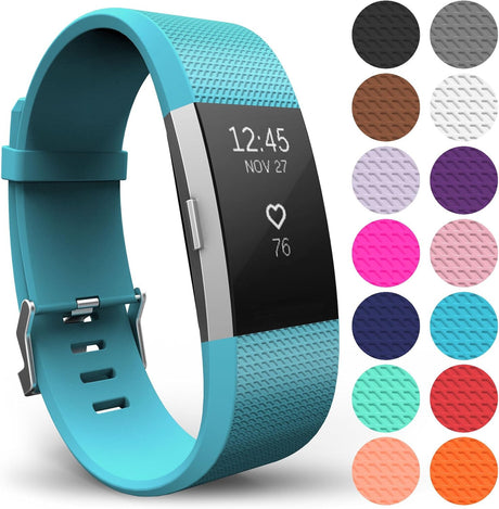 Yousave Accessories Compatible With FitBit Charge 2 Strap, Adjustable Band Straps, Replacement Silicone Sport Wristband For Men/Women in Small or Large.