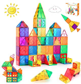 LeagoEra Magnetic Building Blocks Magnetic Tiles 110PCS 3D STEM Toy Set, Kids Learning Educational Construction Toys for Boys Girls Age 3 4 5 6 7 Years Old Christmas Birthday Gifts.