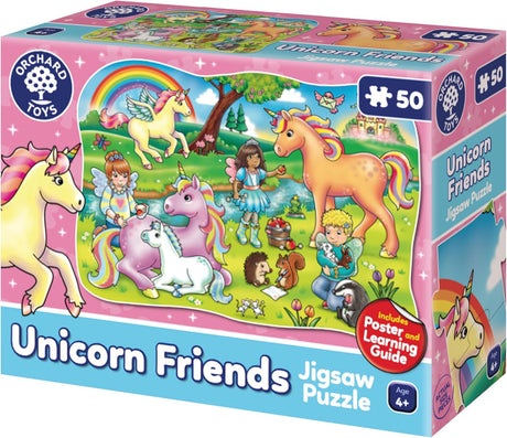 Orchard Toys Unicorn Friends Jigsaw Puzzles for Kids - 50-Piece Unicorn Puzzle for 4+ Year Olds with Giant Poster and Learning Guide - Unicorn Gifts for Girls, Boys, Toddlers, Children - Age 4-7.