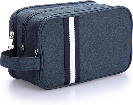 IGNPION Travel Toiletry Wash Bag Dry & Wet Separation Men Dopp Kit Bag Gym Shaving Organiser Bag with 3 Compartments (Dark Blue).