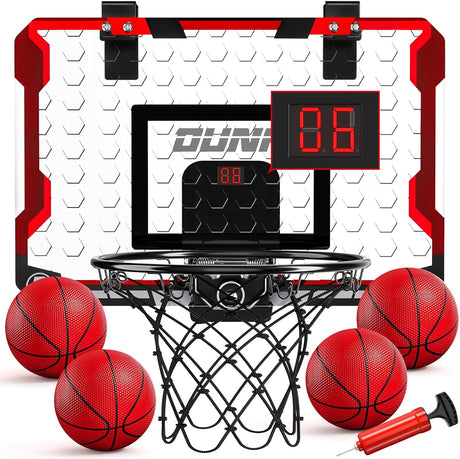 TEMI Basketball Hoop Indoor, Kids Basketball Hoop with 4 Balls, Over The Door Basketball Hoop for Kids and Adults, Basketball Toy Gift for Boys Girls Age 3 4 5 6 7 8 9 10 11 12 Years.