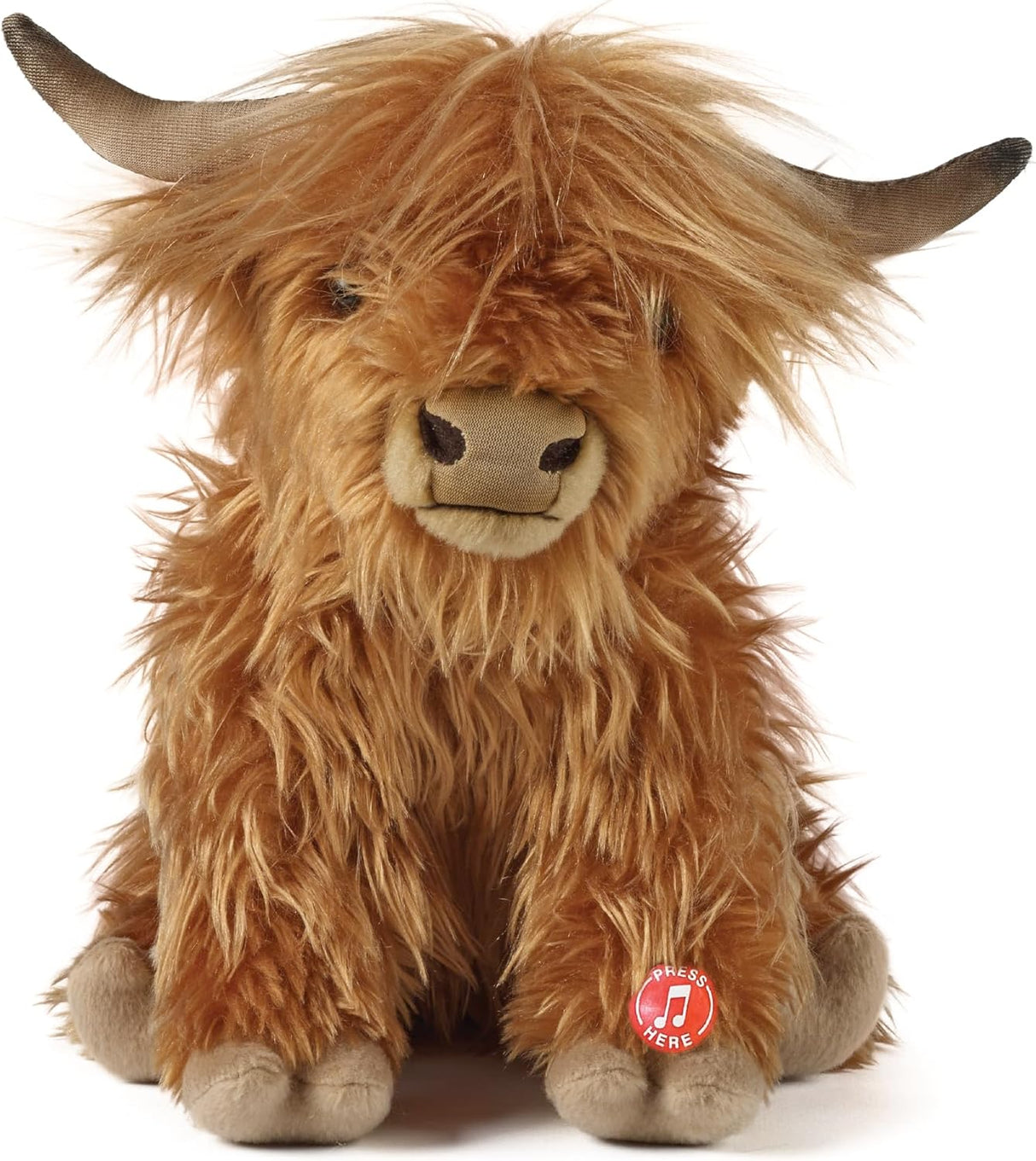 Living Nature Highland Cow Brown Plush Toy | Farm Toy with Sound | Soft Toy Gift for Kids | Naturli Eco-Friendly Plush | 22 cm.