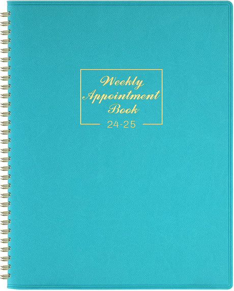 Appointment Diary 2024-2025 - Academic Diary 2024-2025 from Jul. 2024 to Jun. 2025, A4 Week to View Appointment Book 2024-2025 in 15 Minutes with Times, Soft Leather Cover, 21.8 x 29 cm - Lake Green.