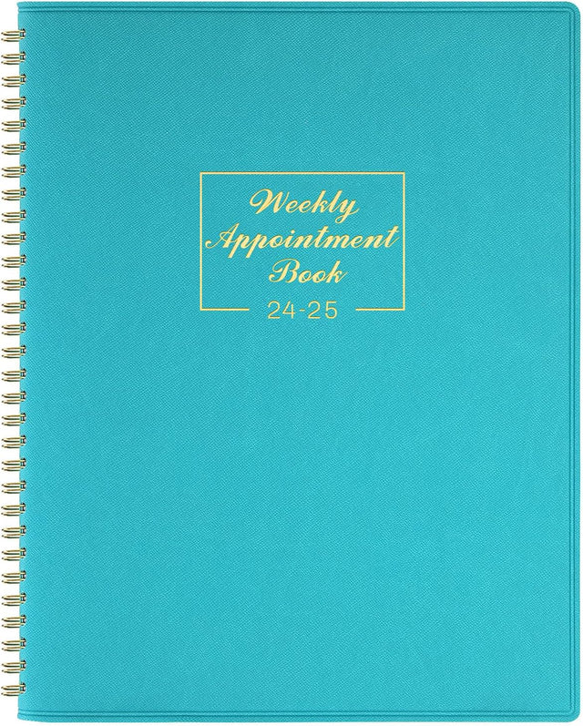 Appointment Diary 2024-2025 - Academic Diary 2024-2025 from Jul. 2024 to Jun. 2025, A4 Week to View Appointment Book 2024-2025 in 15 Minutes with Times, Soft Leather Cover, 21.8 x 29 cm - Lake Green.