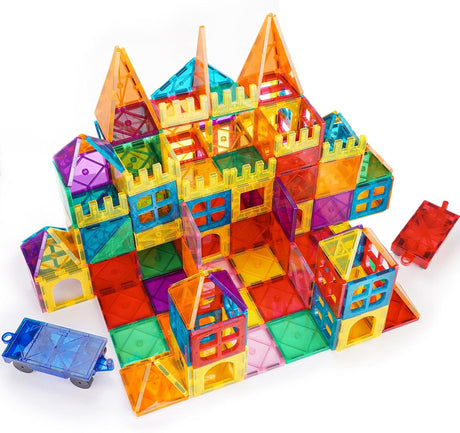 YIKUMO Kids Magnetic Tiles Toys, 100Pcs 3D Magnetic Building Blocks Tiles Set, Building Construction Educational STEM Toys for 3+ Year Old Boys and Girls.