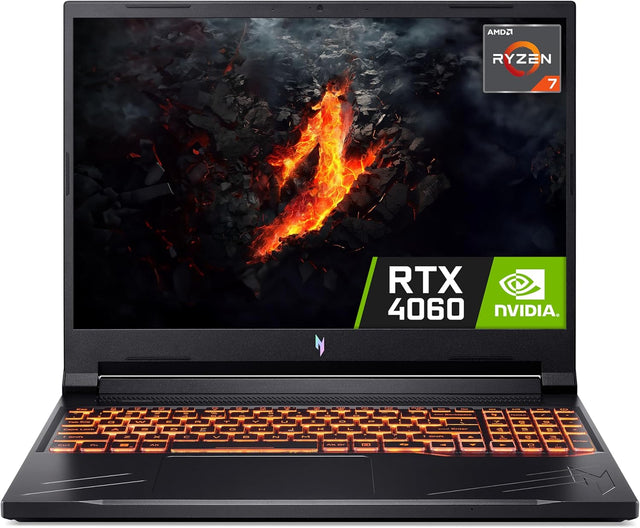 Acer Nitro V 16 ANV16-41 Gaming Laptop - AMD Ryzen 7 8845HS, 16GB, 1TB SSD, NVIDIA GeForce RTX 4060 8G, 16" WUXGA IPS 165Hz, Windows 11, Black.