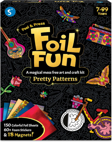 Skillmatics Art & Craft Activity - Foil Fun Pretty Patterns, Mess Free Art, Craft Kits, Magnets & Supplies, DIY Creative Activity, Gifts for Girls & Boys Ages 7, 8, 9, and Up.