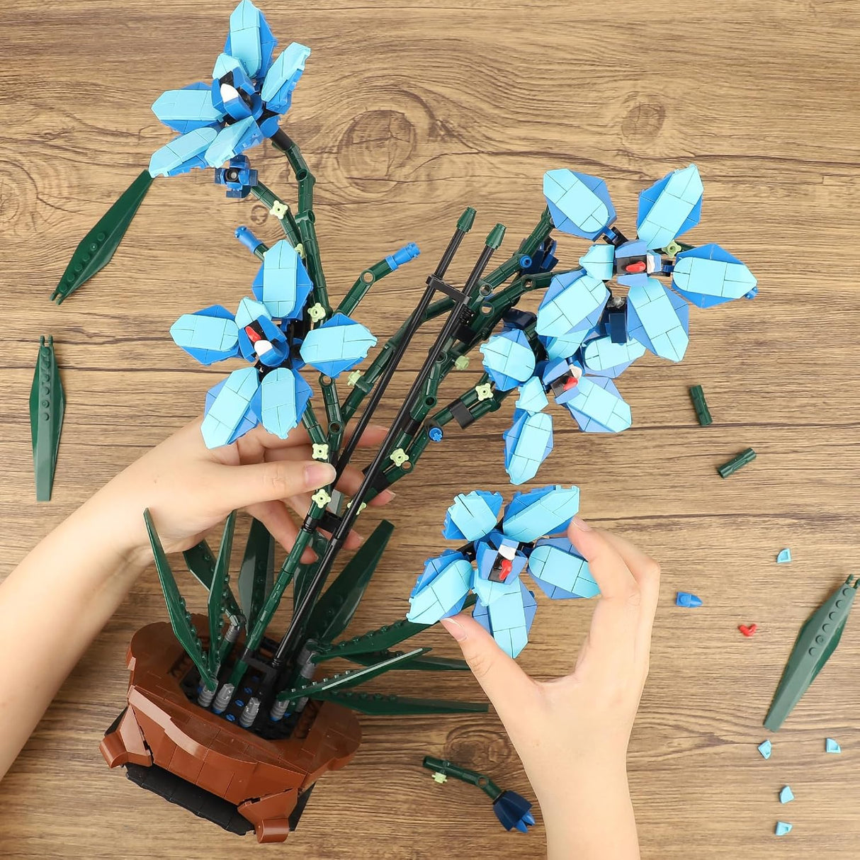 QLT QIAOLETONG Blue Orchid Flowers Building Set,Compatible with Lego Plants and Flowers,Botanical Collection, Home Décor Gift for Adults and Teens (1097 PCS).