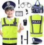 Cheerful Children Toys Kids Police Costume - 10 Pcs Police Officer Outfit Dress Up - Ideal for Boys & Girls Aged 3-7 - Include Vest & Hat - Kids Fancy Dress for Roleplay, Halloween, & STEM Learning.