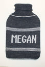 Grey Personalised Hot Water Bottle Cover.