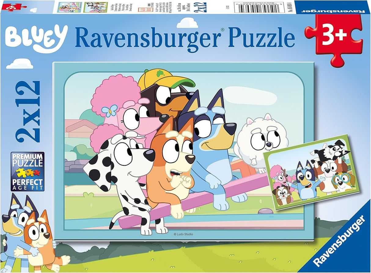 Ravensburger Bluey Jigsaw Puzzles for Kids Age 3 Years Up - 2x 12 Pieces - Gifts for Toddlers, Black.