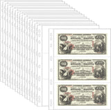 20 Sheets Currency Pages for Paper Money Collection - 3 Pockets Currency Sleeves/Currency Holder Collecting Album Pages for Paper Money Bill Banknote Coupon IN02020