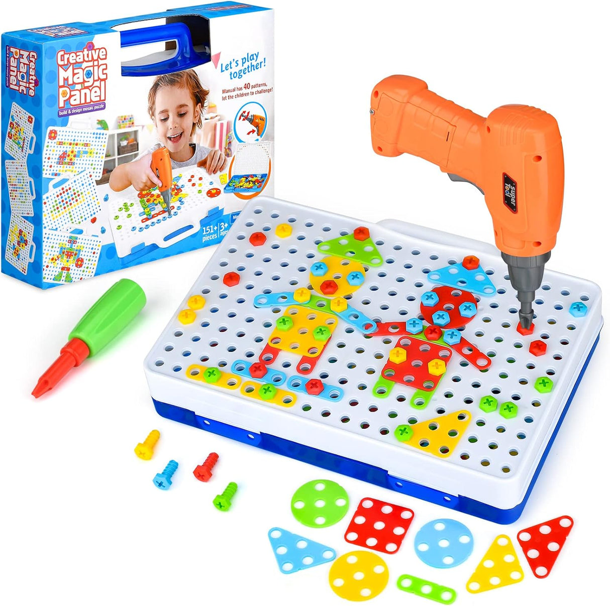 TI-TOO 3D Take Apart Toy for Kids Puzzle Constructions Toys for 3 4 5 Years Old Boys Creative Puzzles Assembly DIY Toy Construction Building Toy Kit Drill Puzzle Toy Play Set with Storage Box.