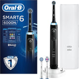 Oral-B Smart 6 Electric Toothbrushes For Adults, App Connected Handle, 3 Toothbrush Heads & Travel Case, 5 Modes, Teeth Whitening, 2 Pin UK Plug, 6000N.