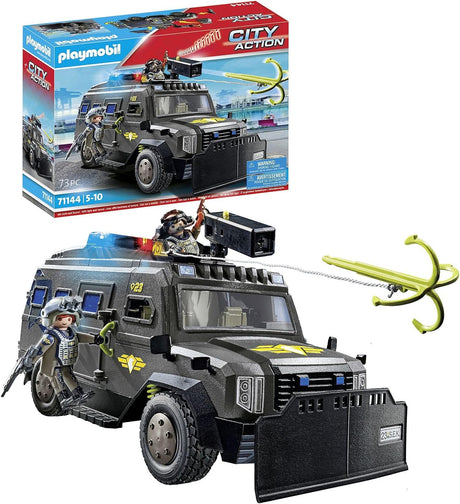 Playmobil 71144 City Action Tactical Police All-Terrain Vehicle, modern special forces off-road vehicle with light and sound, fun imaginative role-play, playset suitable for children ages 5+.