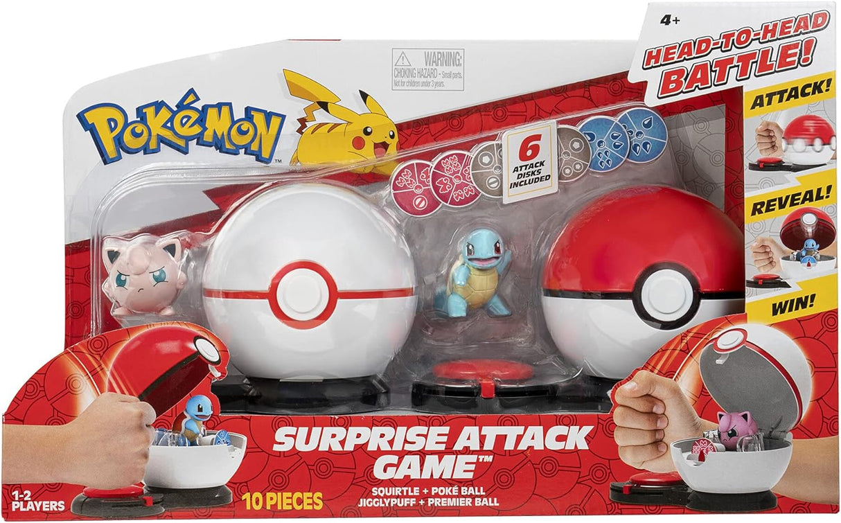 Pokémon Surprise Attack Game - Squirtle W/Poké Ball Vs. Jigglypuff #2 W/Premier Ball.