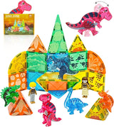 Asago Magnetic Tiles Toys Dinosaur Theme,Magnet Building Blocks 3D Construction,STEM Educational Toy for Boys Girls 3 4 5 6 7 8 year old,Birthday for Kids,Family,Kindergarten, KBDK-45.