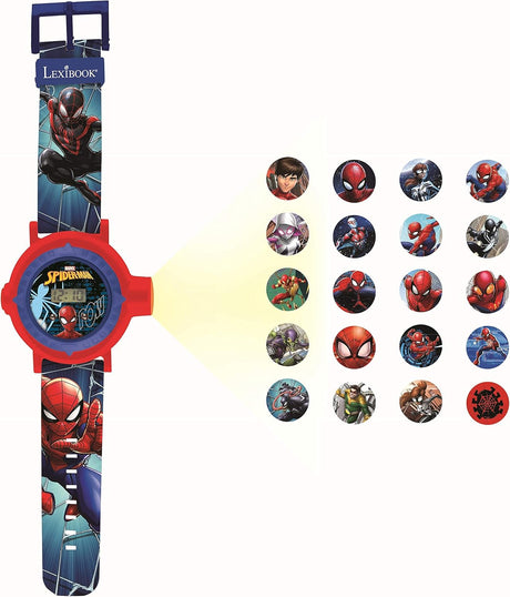 Lexibook, Spider-Man, Adjustable projection watch digital screen, 20 images of Spider-Man and his friends, for Children, Red / Blue, DMW050SP.