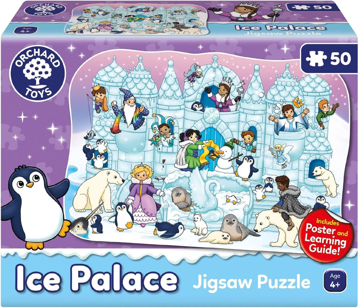 Orchard Toys Ice Palace Jigsaw Puzzle, 50-Piece Puzzle, Include Poster and Educational Learning, Perfect For Ages 4+, Develops Hand-Eye Coordination.