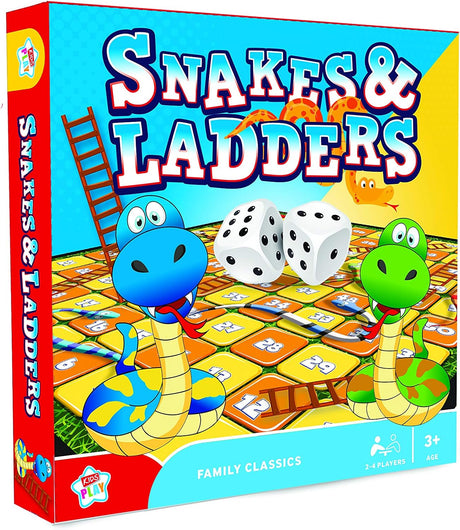 Kids Play Snakes & Ladders Family Classics Board Game 2-6 Players Age 3+.