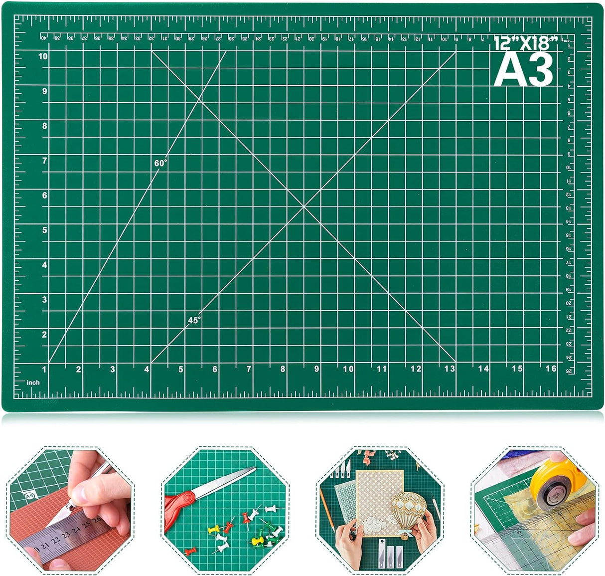 Self Healing Sewing Mat, Anezus 12" x 18" Rotary Cutting Mat Double Sided 5-Ply Craft Cutting Board for Sewing Crafts Hobby Fabric Precision Scrapbooking Project.