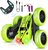 CYM Remote Control Cars, RC Stunt Car, 4WD 2.4 Ghz Remote Control Car with LED Light, 360°Double Side Flips RC Car for 6+ Year Old Boy Kids Girl.