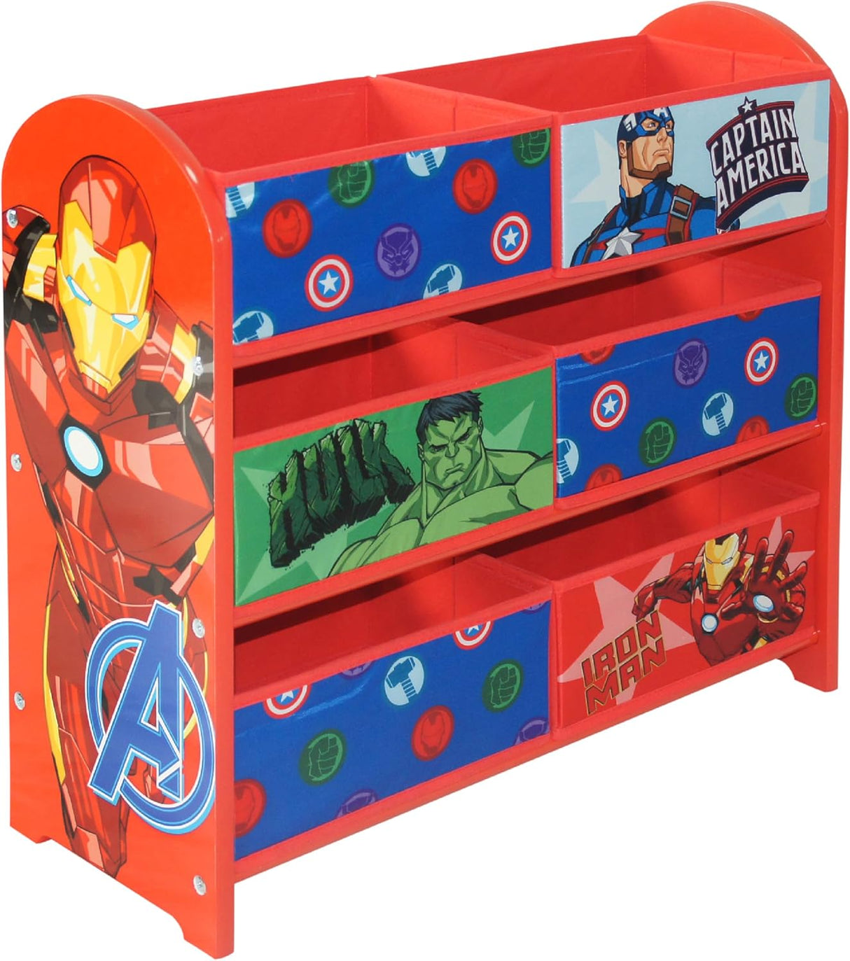 Disney Lightning McQueen Cars Storage Unit with 6 Storage Boxes for Kids, Multicolour.