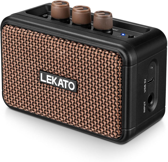 Mini Guitar Amp, LEKATO 5W Wireless Rechargeable Electric Guitar Amplifier with CLEAN/OVERDRIVER Effects, Bluetooth 5.0 Portable Practice Guitar Amp for Home Practice and Music Party.