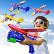 Doloowee 3 Pack Airplane Launcher Toys, 12.6 Inch LED Foam Glider Airplane Catapult, 2 Flight Modes, Outdoor Sports Flying Toys 4 5 6 7 8 9 10 11 12 Years Old Boys Girls Birthday Gifts (Blue).