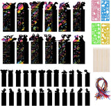 Vicloon Rainbow Scratch Art, 50Pcs Black Magic Scratch Art Notes Painting Boards Arts and Crafts for Kids with 4 Stencils 5 Wooden Stylus Birthday Gifts DIY Party Gift(8.5 * 8.5CM).