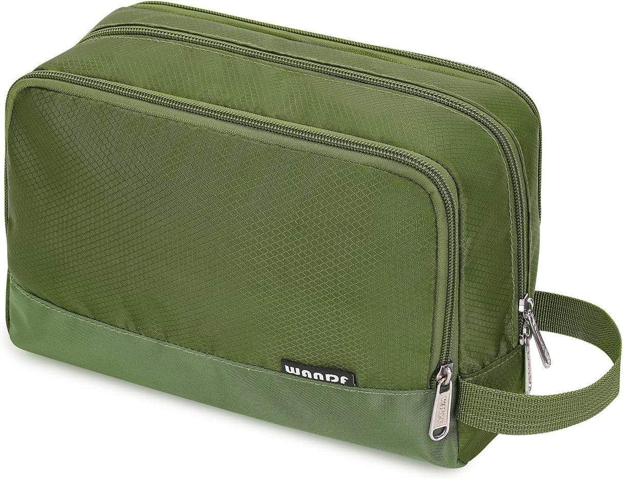 WANDF Toiletry Bag Water-Resistant Nylon Travel Wash Bag Lightweight Dopp Kit for Men and Women (A-Malachite Green).