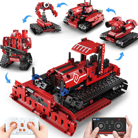 BEHOWL Technique Car Building Blocks Sets for boys 7-14, STEM 5in1 Remote & APP Control Tracked/Robot/Bulldozer/Tank, Building Toy Gifts for Boys Girls 8-16, (495 PCS).