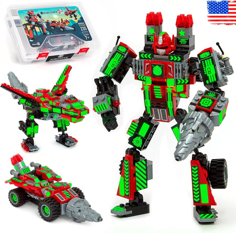 Jitterygit Mech Robot Super Hero Action Figure Xmas Gift Toy Set, Best STEM Building Creative Bricks For Birthday Space Army Warrior For Kids Boys Girls 6 7 8 9 10 Year Old.