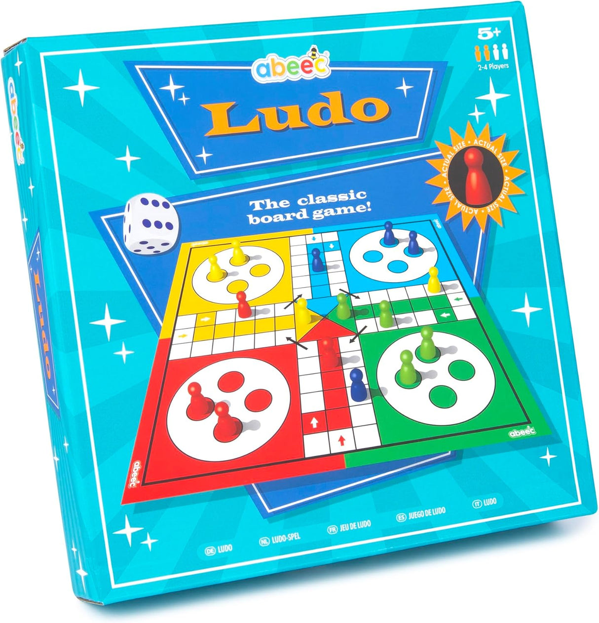 abeec Classic Ludo - Ludo Game Board - Fun Board Games for Kids - Traditional Kids Board Games - 1 x Folding Ludo Board, 16 x Ludo Counters, 1 x Dice - Indoor Games.