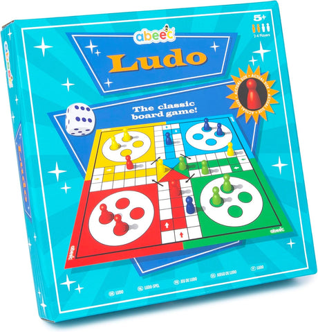 abeec Classic Ludo - Ludo Game Board - Fun Board Games for Kids - Traditional Kids Board Games - 1 x Folding Ludo Board, 16 x Ludo Counters, 1 x Dice - Indoor Games.