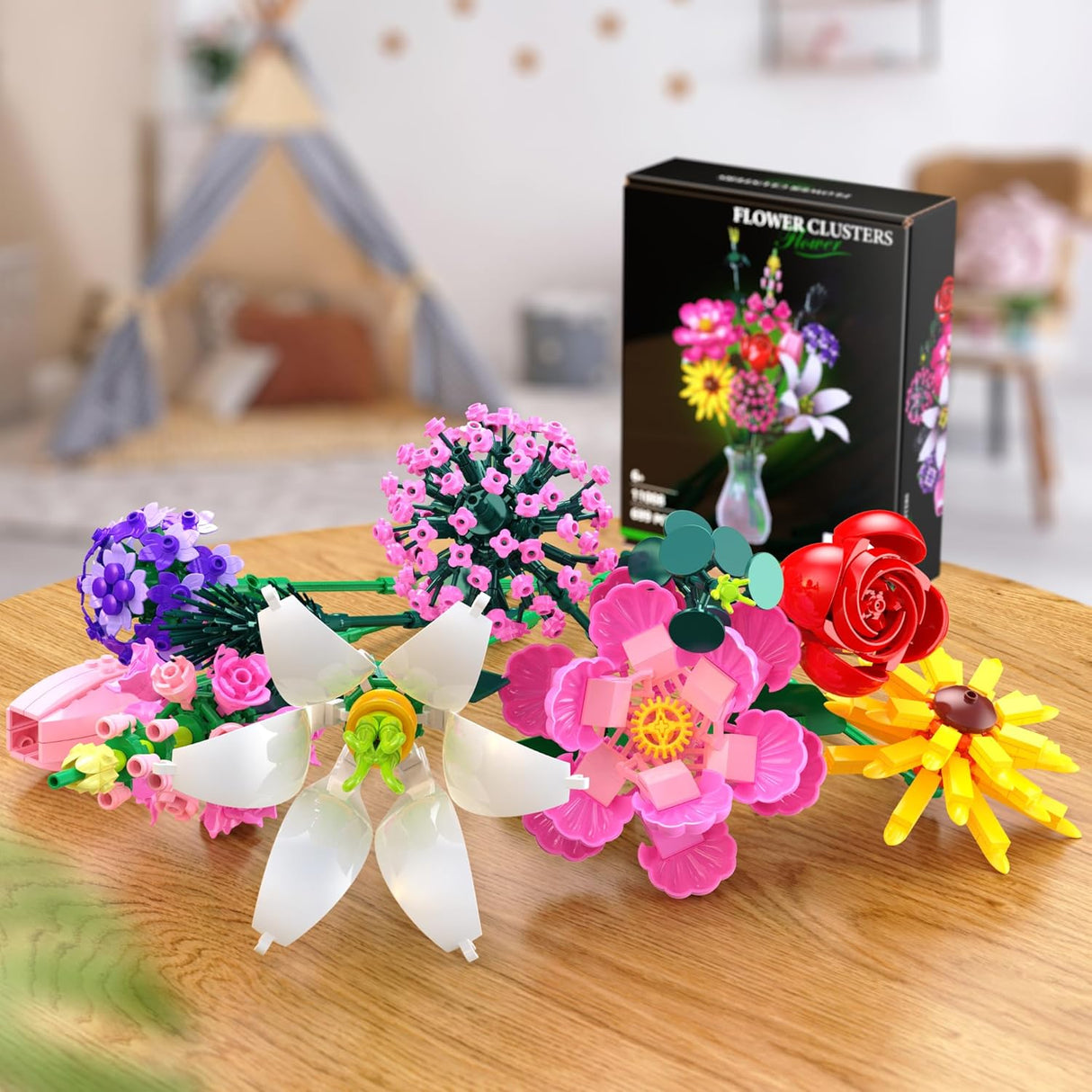 Flowers Building Set, 699 PCS Office Home Flowers Decor Plant Building Kit, 10 Botanical Collection Building Bouquet Blocks Toys, Gifts for Kids Adults Girls Women Valentines Mothers Day Birthday.