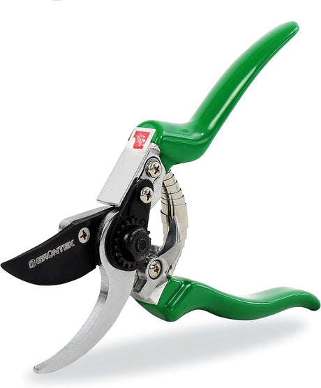 GRÜNTEK Secateurs, Professional Garden Pruning Shears Falke, Bypass, SK5 Blade 48mm, Teflon-Coated, Ergonomic Shape, Green Garden Pruner.