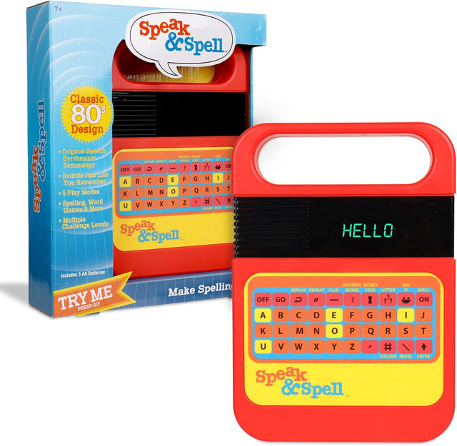 Retro | Speak & Spell Electronic Game | Classic Retro Interactive Toy, Educational Learning System For Boys & Girls Ages 7+ | Basic Fun 09624.