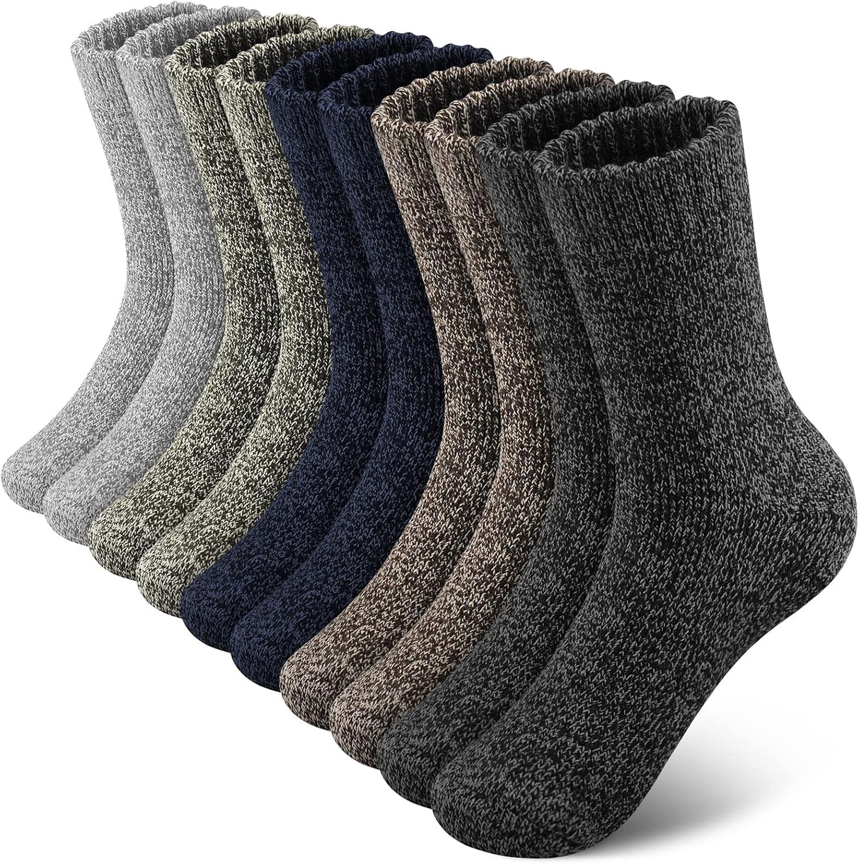 SIMIYA Merino Wool Socks for Men, 5 Pairs Winter Thick Hiking Socks, Thermal Breathable Crew Mens Socks for Outdoor Sports.