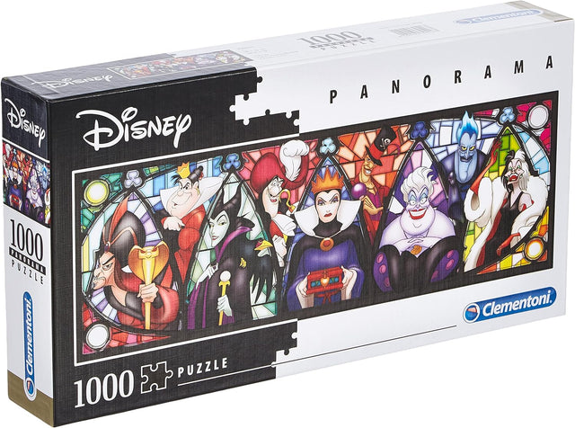 Clementoni - Disney Panorama Collection Villains - Jigsaw Puzzles 1000 pieces for Adults and Children, 10 Years old and up, Made in Italy, 39516,40 x 21 x 6, No Paint.