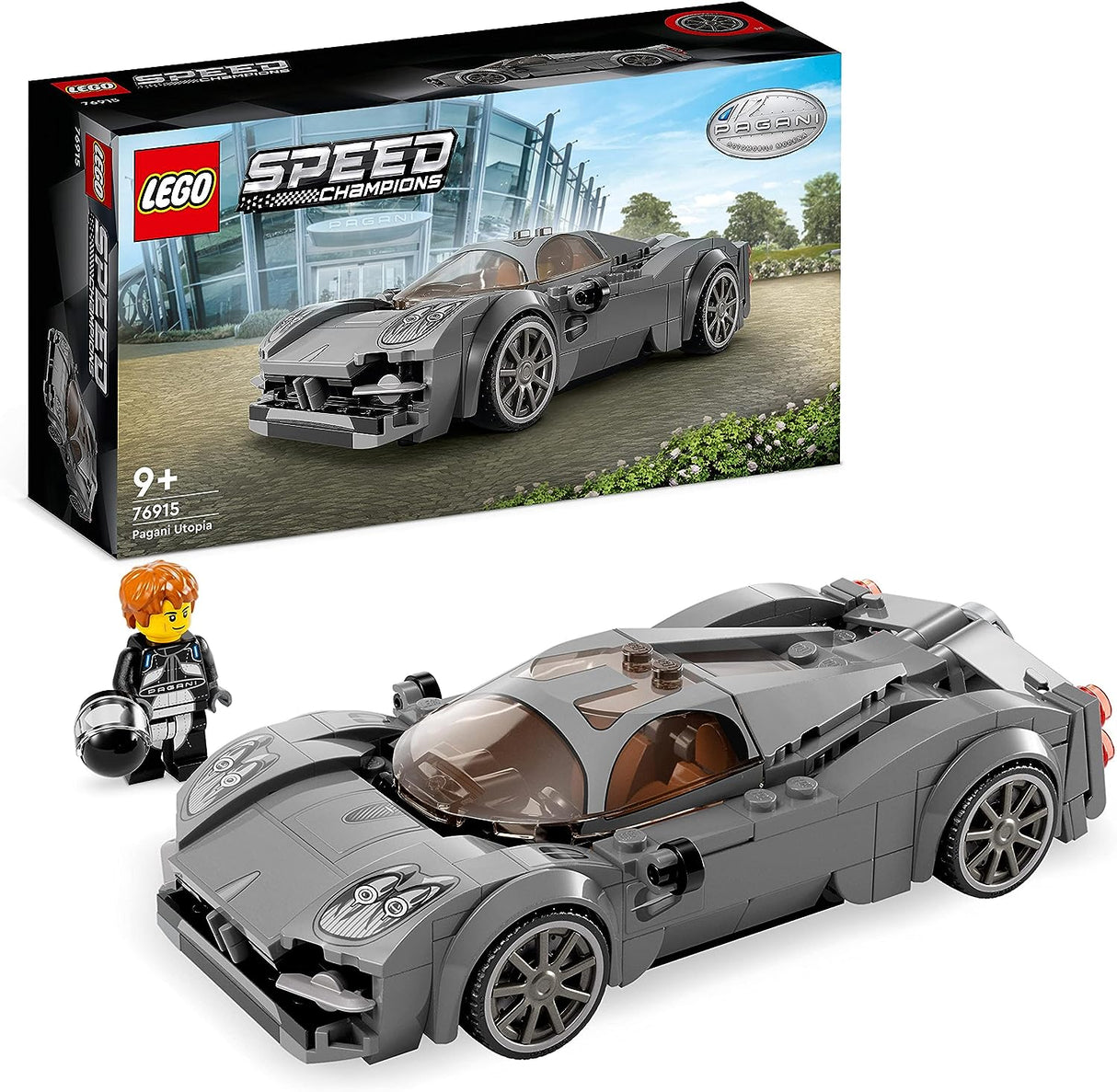 LEGO Speed Champions Pagani Utopia Race Car Toy Model Building Kit, Italian Hypercar, Collectible Racing Vehicle, 2023 Set 76915.