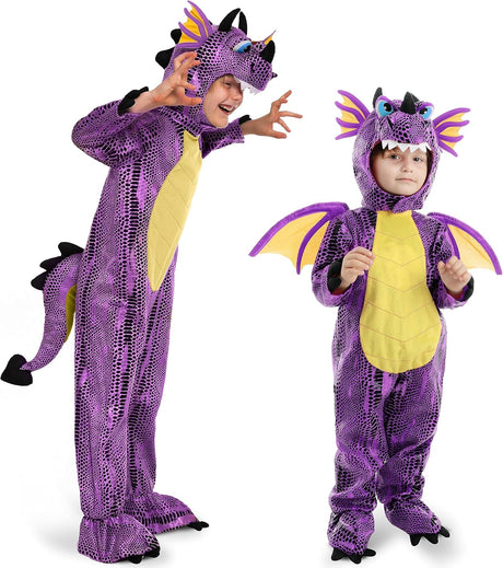 Spooktacular Creations Child Dragon Costume for Halloween Trick or Treating Dinosaur Dress-up Pretend Play (Red).