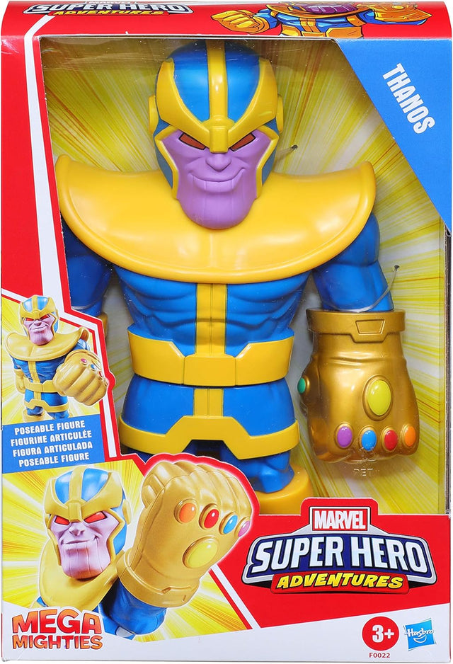 Playskool Heroes Mega Mighties Marvel Super Hero Adventures Thanos, Collectible 25-cm Action Figure, Toys for Children Aged 3 and Up.