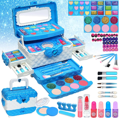 Kids Makeup Sets For Girls Toys - Children Makeup Sets For Girls Washable Make Up Set, Childrens Princess Play Games Toy Presents, Little Girl Birthday Gifts Set For Age4-12 Year Old.