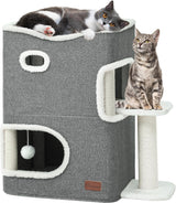 YITAHOME Cat Cave, Cat Beds for Indoor Cats, Cat House with Cat Scratching Post & Ball & Platform, Cat Bed, Basic Cat Tree, Cute Cat Tower, Cat Furniture, Cat Hideaway, Cat Condo (Grey).