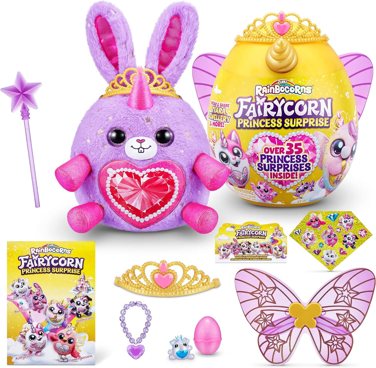 Rainbocorns Fairycorn Princess Series 6 Tee-Are the Kitty - Collectible Plush - Magical Fairy Princess Surprises, Cuddle Plush Stuffed Animal, Stickers (Kitty).